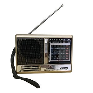 Rádio Portátil Grasep D-FS1608 AM/FM/TV/SW Bege