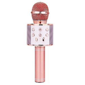Microfone Karâoke KTS KTS-858 sem Fio Rose Gold