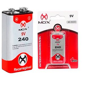 Bateria Recarregável 9V 240mah Mox