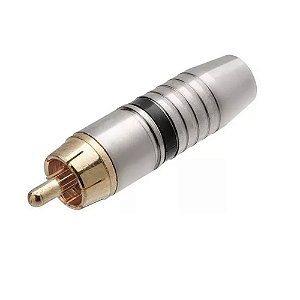 Plug RCA Estriado Listra Preta
