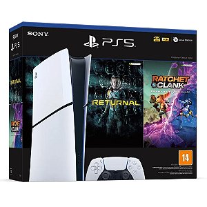Vídeo Game Playstation 5 Slim Sony CFI-2014 Mídia Digital Returnal+Ratchet Clank