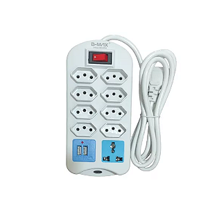 Filtro Linha B-Max BM-8688 9 Tomadas com Usb Branco