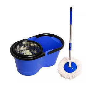 Mop Giratório Quality House 360° Cesto Inox/Azul