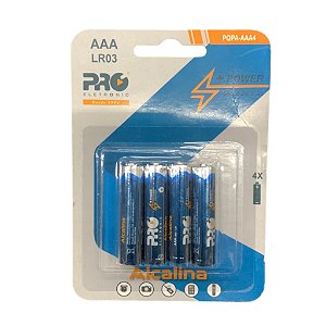 Pilha Alcalina AAA LR03 Pro Eletronic com 4