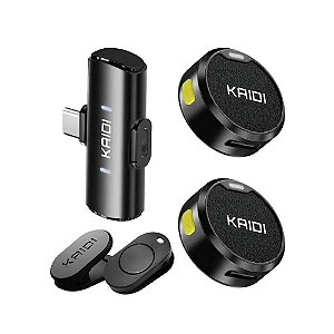 Microfone sem Fio Lapela Duplo Kaidi KMF4-C Tipo-C