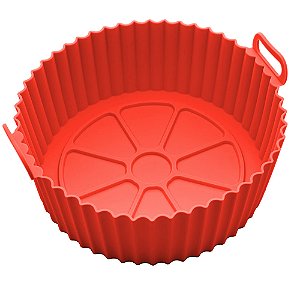 Forma Air Fryer  Redonda com Alça D1232 Vermelho