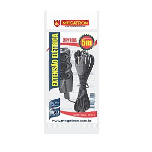 Extensão 3 Tomadas Megatron 5 Metros Preta