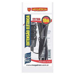 Extensão 3 Tomadas Megatron 10 Metros Preta