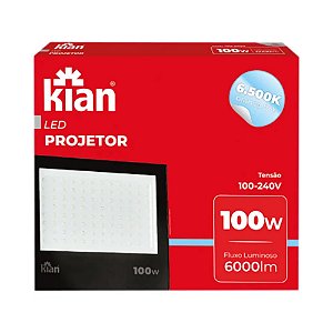 Projetor LED Kian Quadrada 100W Bivolt Preto