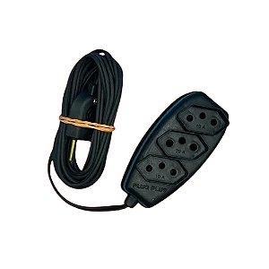 Extensão Elétrica 3 Tomadas Eletrog 34 3 Metros Preto