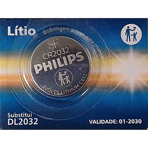 Pilha Botão de Lítio CR2032 3V Philips (Unidade)
