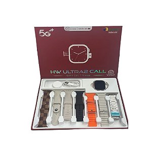 Smartwatch Anj.GG AJ-L54 Ultra 2 com 7 Pulseiras e Chip Prata