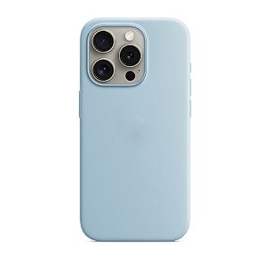 Capa Magsafe Iphone 15 Pro Couro Azul Claro