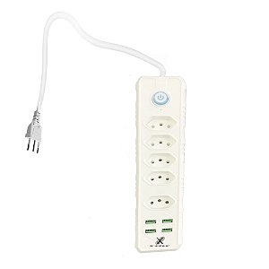 Filtro Linha X-cell XC-FL-01 5 Tomadas /4 USB  2 Metros