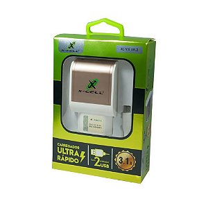 Carregador Micro USB X-Cell XC-V8-UR2 Dourado
