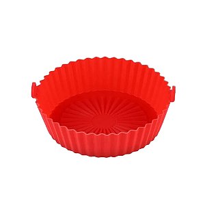 Forro Silicone Air Fryer Redonda com Alça Top Chef TRC6810 Vermelho