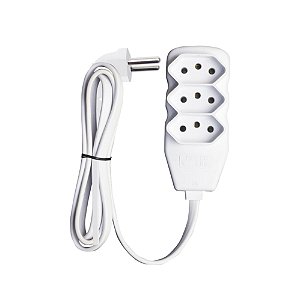 Extensão 3 Tomadaas Force Line Tripolar 90° 1 Metro Branca