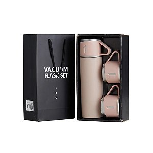 Kit Garrafa Térmica AK-5022A 500ML 2 Xicaras Rosa