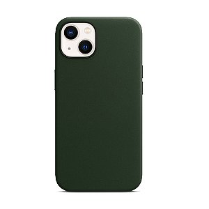 Capa Magsafe Iphone 14 Normal Couro Verde Musgo