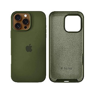 Capa Smartphone Iphone 16 Pro Silicone Verde Militar