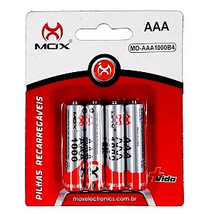Pilha Recarregável AAA MO-AAA1000B2 MOX com 4