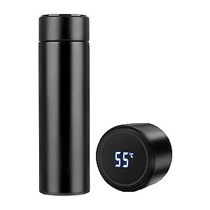 Garrafa Térmica Visor Temperatura 500ml Preto