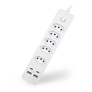 Filtro Linha Jortan BX2205 5 Tomadas com Usb e Usb-C  2 Metros Branco