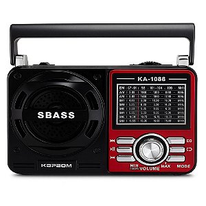 Rádio Portátil Kapbom KA-1088 AM/FM/SW 3W Vermelho