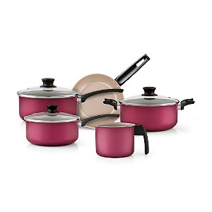 Jogo de Panelas Atiaderente Panelux Magnific 5 Peças Cereja