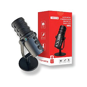 Microfone Gamer Tomate MT-1080R RGB USB Preto