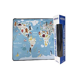 Mouse Pad Gamer Exbom MP-7035C Mapa Mundi Animais