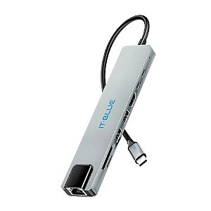 Adaptador Hub Tipo-C It-Blue LE-4147 8 em 1 USB 3.0