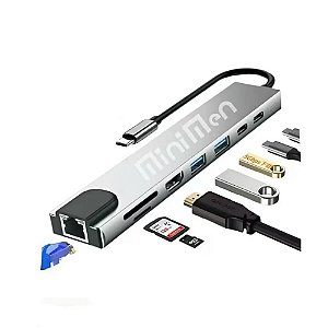 Adaptador Hub Minimen MM-CB81 USB-C x HDTV 8 em1