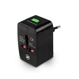 Adaptador de Tomada para Viagem Universal Gshield GS-5343 Preto