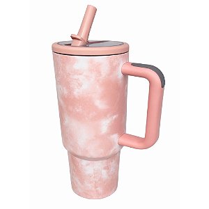 Caneca Térmica com Alça Tomate AK-1205 1,2Litros Rosa Marmorizado