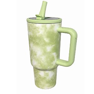 Caneca Térmica com Alça Tomate AK-1205 1,2Litros Verde Marmorizado