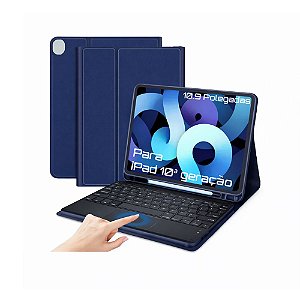 Capa com Teclado Bluetooth para Ipad 10 e Ipad 11 Azul Escuro