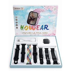 Smartwatch Howear HW-U10 Ultra Mini 7 Pulseiras Preto