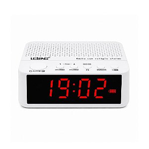 Rádio Relógio Caixa de Som Lelong LE-674 Branco