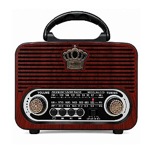 Rádio Portátil Kapbom KA-3179 FM/USB/TF Marrom Escuro