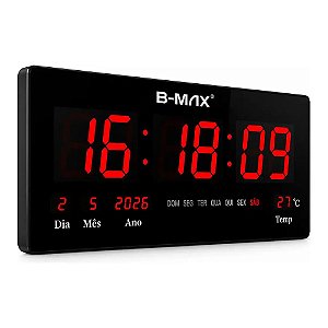 Relógio Parede Led B-Max BM-R803 46cm Preto