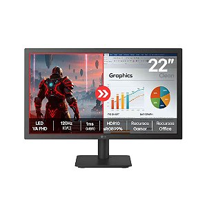 Monitor LG 22" 22U403A Gamer Preto