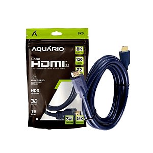 Cabo Hdmi Aquário 8K3 2.1 3 Metros