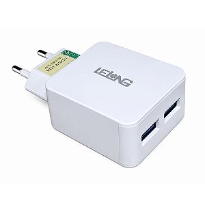 Carregador com 2 Entradas USB Lelong LE-258 5.1A Branco