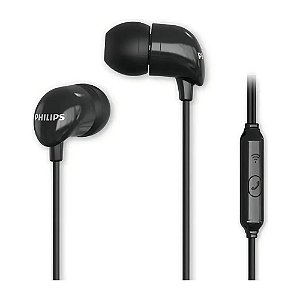 Fone Philips TAE1126 com Fio e Microfone Preto