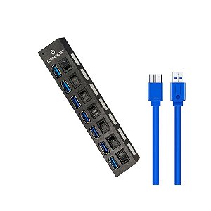 Adaptador Hub Lehmox LEY-199 7 Portas com Chave USB 3.0