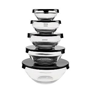 Kit 5 Potes de Vidro Nix Glass NX447 Preto