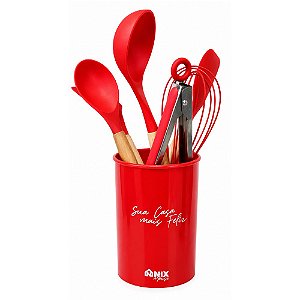 Kit Utensílios Silicone Nix House NX349 7 Peças Vermelho