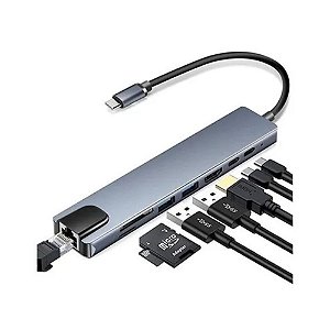 Adaptador Hub Tipo-C Exbom UDC-PHNR1008B 3.0 Usb/Tipo-C/RJ45/Hdmi