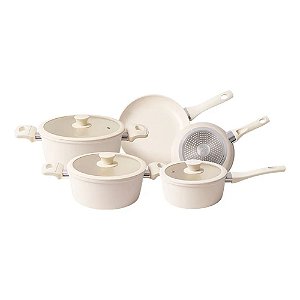 Jogo Panelas Hauskraft 5 Peças Creamy Bege e Branco